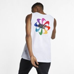 Nike Lab - Be True Gilbert Baker White and Rainbow Logo Graphic Print Tank Top